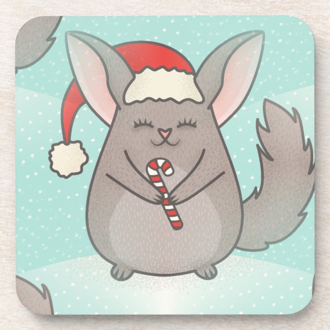 christmas chinchillas drink coaster (Front)