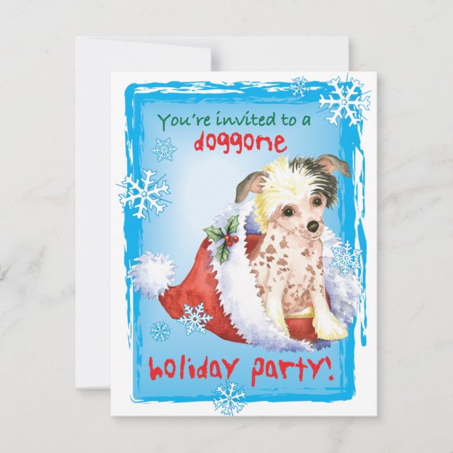 Christmas Chinese Crested Invitation (Front)