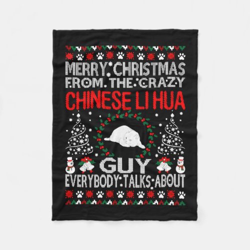 Christmas Chinese Li Hua Cat Guy Ugly Sweater Tee Fleece Blanket