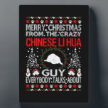 Christmas Chinese Li Hua Cat Guy Ugly Sweater Tee Plaque<br><div class="desc">Christmas Chinese Li Hua Cat Guy Ugly Sweater Tee</div>