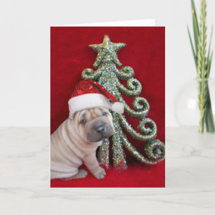 Christmas Chinese shar pei puppy Holiday Card