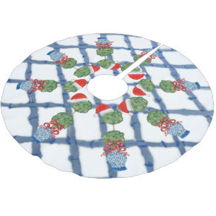 Christmas Chinoiserie Ginger Jar Brushed Polyester Tree Skirt
