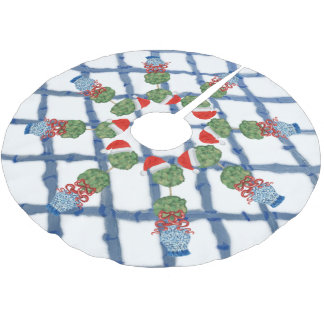 Christmas Chinoiserie Ginger Jar Brushed Polyester Tree Skirt