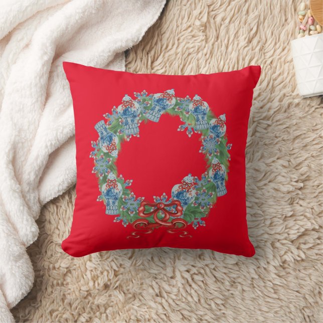 Christmas Chinoiserie Ginger Jar Jars Throw Pillow (Blanket)