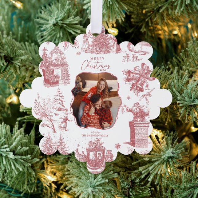 Christmas Chinoiserie Photo Tree Ornament Card (Insitu (Tree))