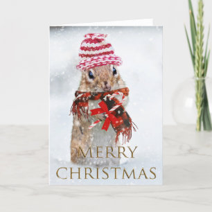 Christmas chipmunk holiday card