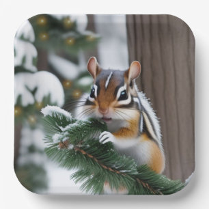 Christmas Chipmunk Paper Plates