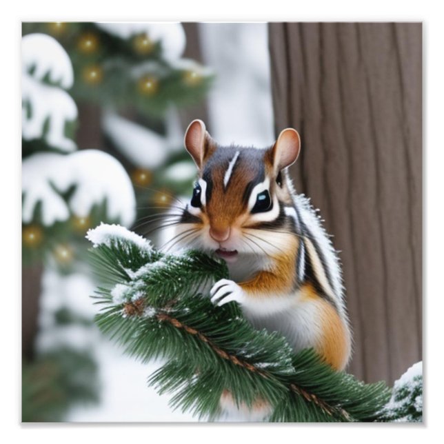 Christmas Chipmunk Photo Print (Front)