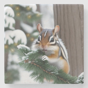 Christmas Chipmunk Stone Coaster