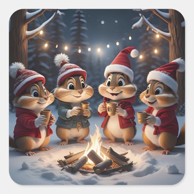 Christmas Chipmunks Stickers (Front)