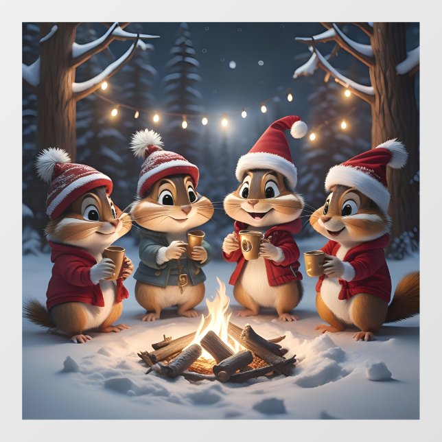 Christmas Chipmunks Window Cling (Sheet)