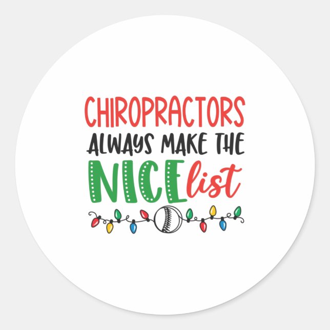 Christmas chiropractor, chiropractic classic round sticker (Front)