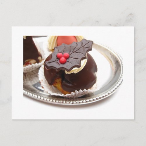 Christmas chocolate cakes holiday postcard