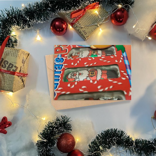 Christmas Chocolate Candy Santa Claus Holiday Card (Creator Uploaded)