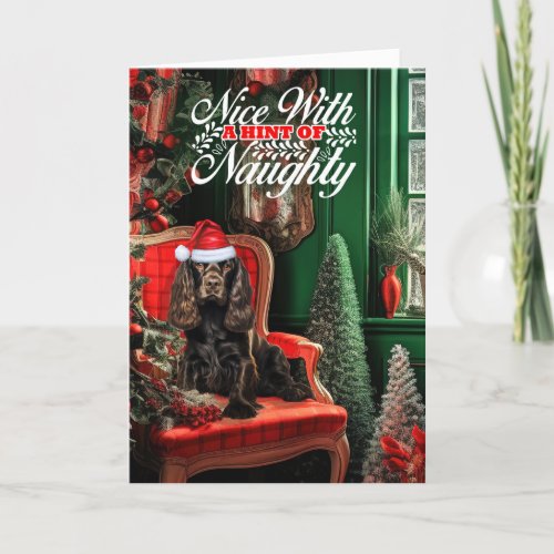 Christmas Chocolate Cocker Spaniel Naughty or Nice Holiday Card