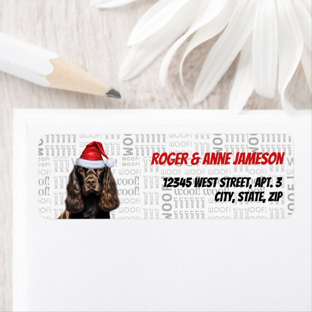 Christmas Chocolate Cocker Spaniel Return Address Label (Insitu)
