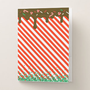 Christmas Chocolate Drip Peppermint Candy Xmas Fun Pocket Folder