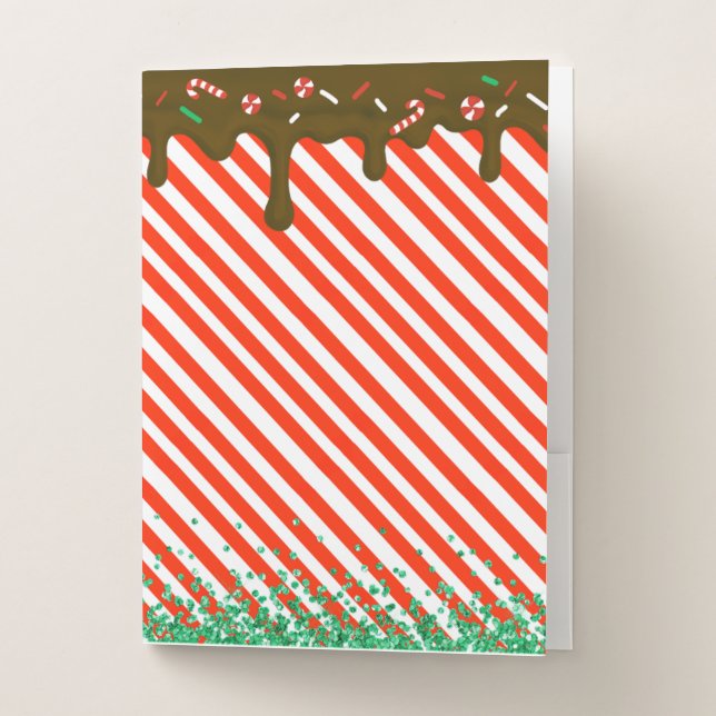 Christmas Chocolate Drip Peppermint Candy Xmas Fun Pocket Folder (Front)