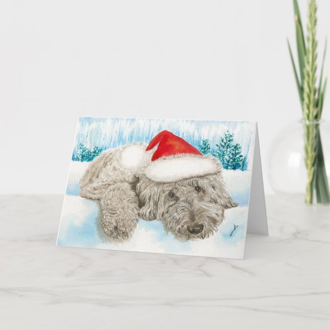 Christmas Chocolate Labradoodle Holiday Card (Front)
