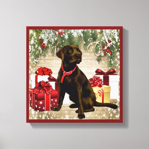 CHRISTMAS CHOCOLATE LABRADOR CANVAS PRINT