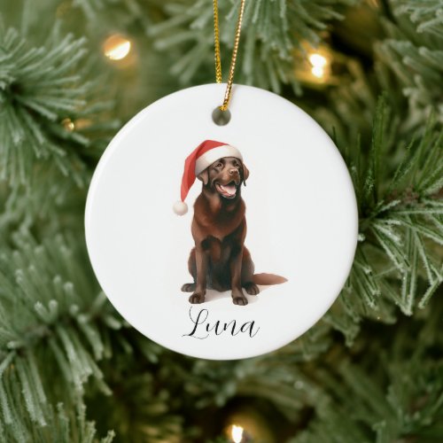 Christmas Chocolate Labrador Dog Hat Ornament