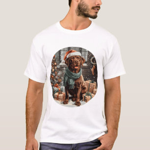 Christmas Chocolate Labrador Retriever Dog T-Shirt