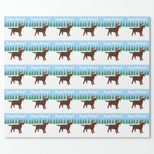 Christmas Chocolate Labrador Santa Hat Wrapping Paper