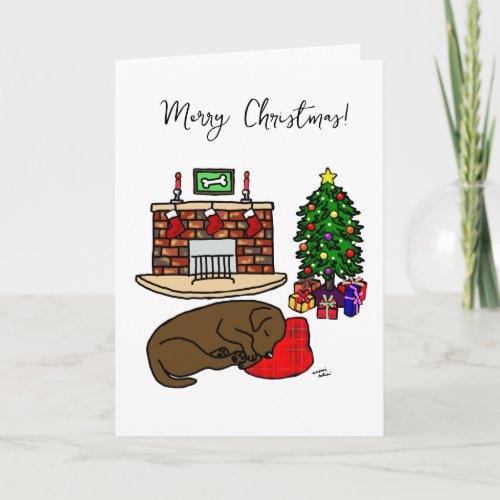 Christmas Chocolate Labrador Sleeping Holiday Card