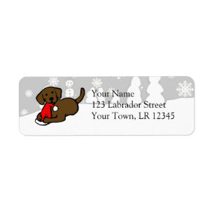 Christmas Chocolate Labradors Cartoon Label
