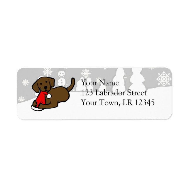 Christmas Chocolate Labradors Cartoon Label (Front)