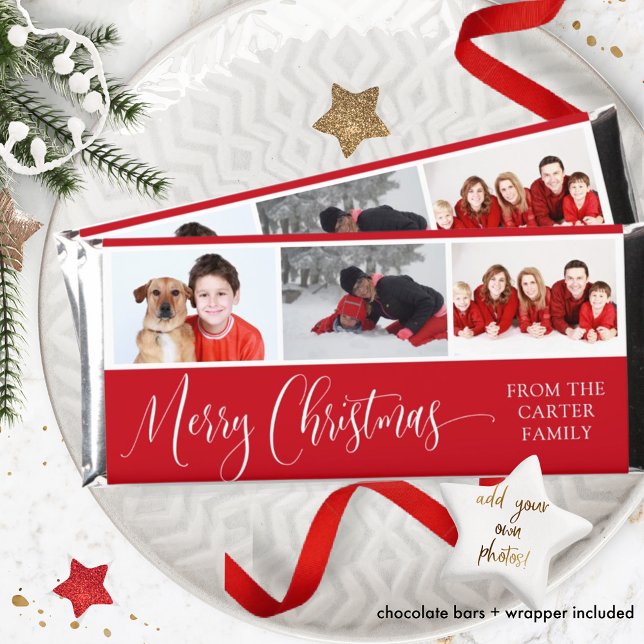 Christmas Chocolate Personalized Photo Collage Hershey Bar Favors (Creator Uploaded)