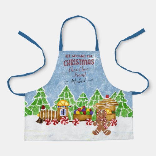 Christmas Choo Choo Train Gingerbread Man n Candy Apron