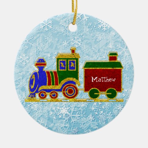 Christmas Choo Choo Train Personalize Ceramic Ornament