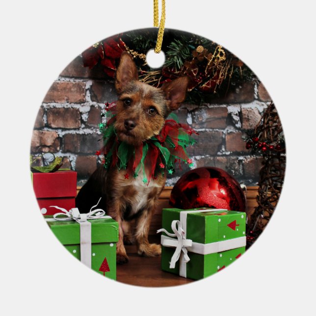 Christmas - Chorkie - Toby Ceramic Ornament (Front)