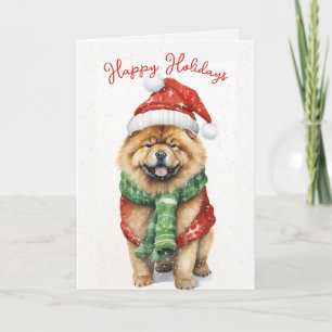Christmas Chow Chow In Snowflakes Holiday Card