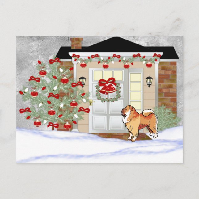 Christmas Chow Dog Holiday Postcard (Front)