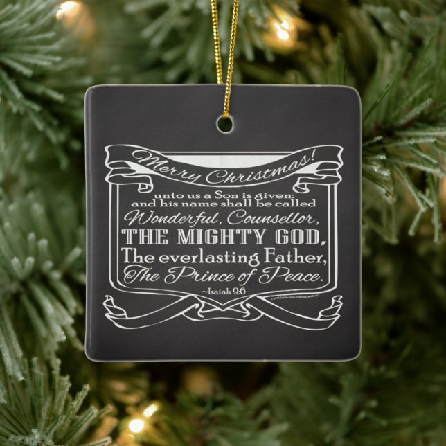 Christmas Christian Chalkboard Bible Scripture Ceramic Ornament (Tree)