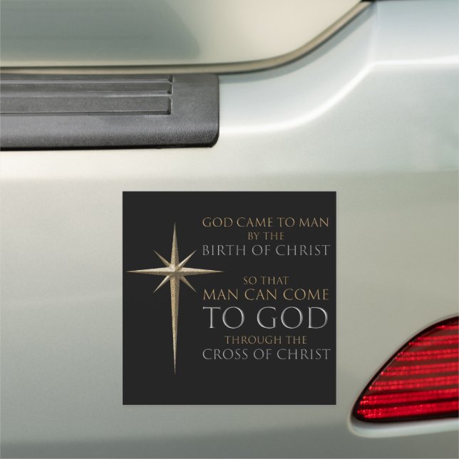 Christmas Christian Faith Star: Birth & Cross Car Magnet (In Situ)