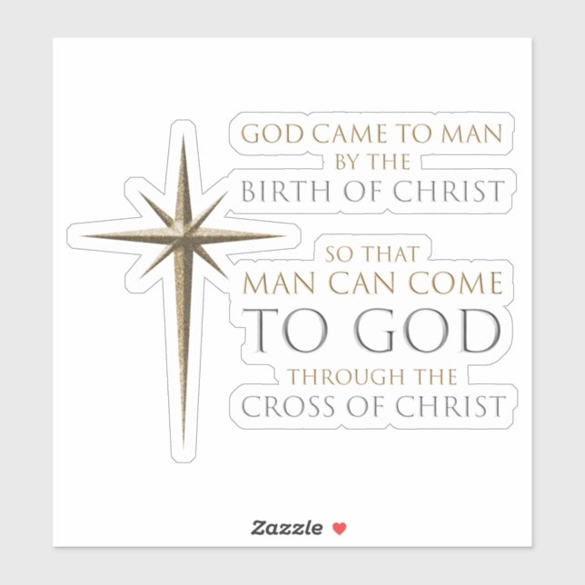 Christmas Christian Faith Star: Birth & Cross Sticker (Sheet)