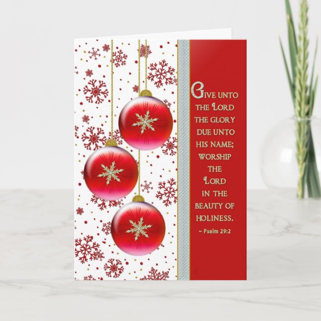 CHRISTMAS -  CHRISTIAN GREETING - RED/VERSE HOLIDAY CARD (Front)