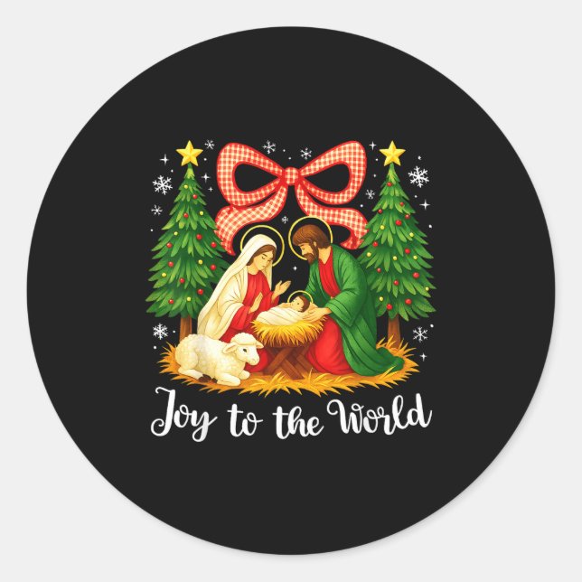 Christmas Christian Joy To The World Coquette Jesu Classic Round Sticker (Front)