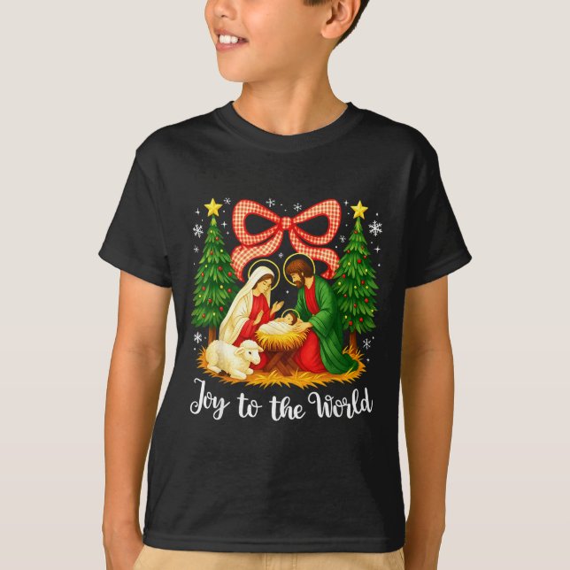Christmas Christian Joy To The World Coquette Jesu T-Shirt (Front)