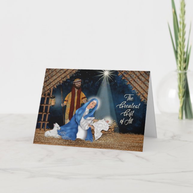 Christmas, Christian,  Manger Scene, Mary, Joseph Card (Front)