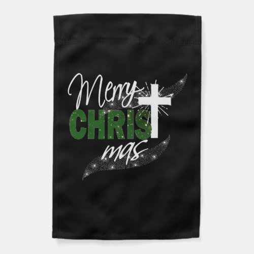 Christmas Christian Merry Christmas With Cross Gre Garden Flag