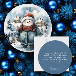 Christmas Christian Personalized Holiday Card Blue