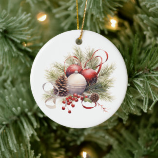 Christmas Christian Personalized Rustic Ceramic Ornament