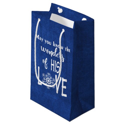 Christmas Christian Quote On Blue Small Gift Bag