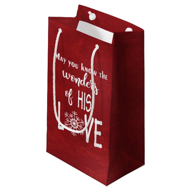 Christmas Christian Quote On Red Small Gift Bag (Front Angled)