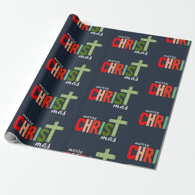 Christmas Christian Text Inspirational  Wrapping Paper (Unrolled)
