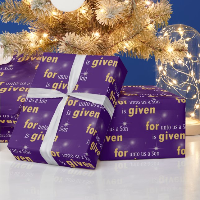 Christmas Christian Text On Purple Wrapping Paper (Holidays)